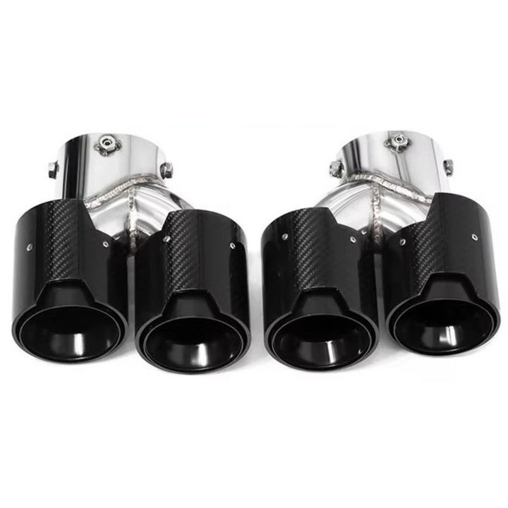 Car Craft Compatible With Bmw 1 2 3 4 5 6 7 Z4 X1 X2 X3 X4 X5 X6 X7 Dual M Exhaust Muffler Tip Exhaust System Nozzle Tailpipe Carbon Fiber And Black Inlet 63mm,outlet 93mm,length 250mm - CAR CRAFT INDIA