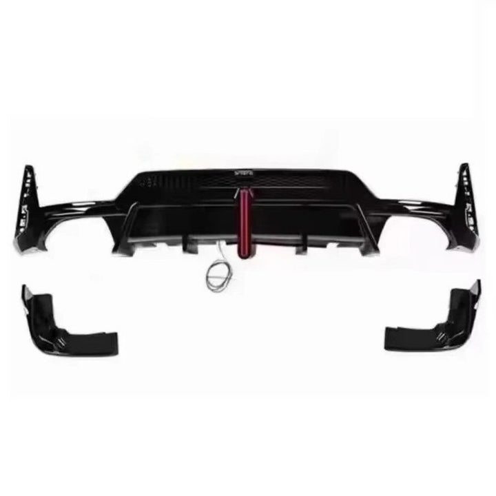 Car Craft Compatible With Bmw 3 Series G20 Lci 2023+ M Sport Rear Bumper Diffuser After Lip Splitter Skirs Vten Style With Light Black - CAR CRAFT INDIA