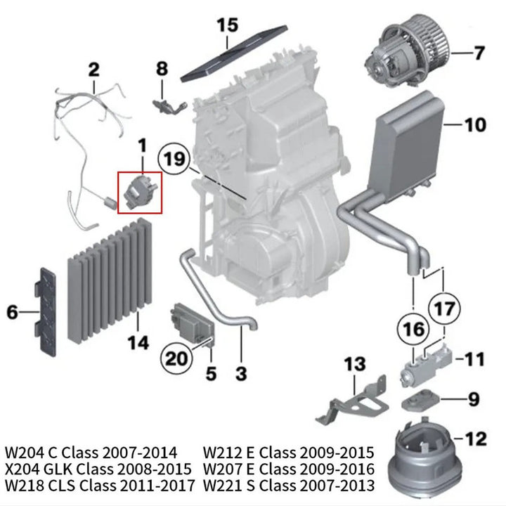 Car Craft Compatible With Mercedes C Class W204 07-14 E Class W212 W207 09-15 Cls W218 11-17 S Class W221 07-13 Air Ac Heater Climate Control Damper Actuator Bracket Hvac Air Door 2219066900 - CAR CRAFT INDIA