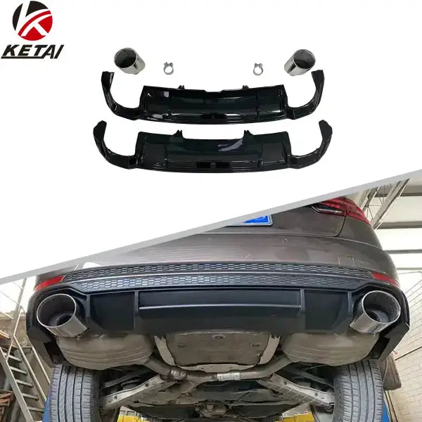 2016-2019 S-Line Gloss Black RS4 Style Car Bumper Rear Diffuser for AUDI A4