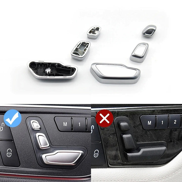 Car Craft Compatible With Mercedes A B Class W176 W246 Cla W117 Gla W156 C Class W204 E Class W212 Ml Gle Gle Gls W166 Slk W172 Slc W172 Seat Adjustment Headrest Switch Button Cover Silver Left 1669058100 - CAR CRAFT INDIA