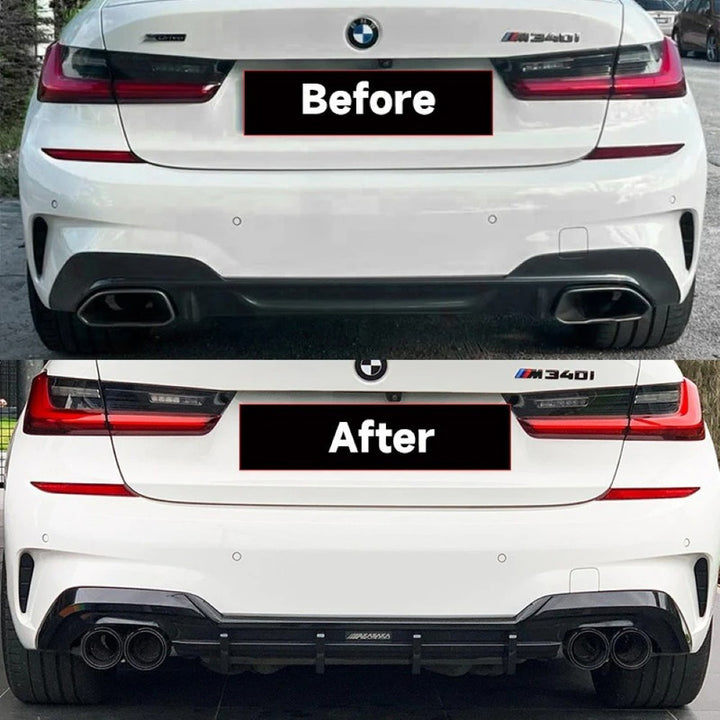Car Craft Compatible With Bmw 1 2 3 4 5 6 7 Z4 X1 X2 X3 X4 X5 X6 X7 Dual M Exhaust Muffler Tip Exhaust System Nozzle Tailpipe Carbon Fiber And Black Inlet 63mm,outlet 93mm,length 250mm - CAR CRAFT INDIA
