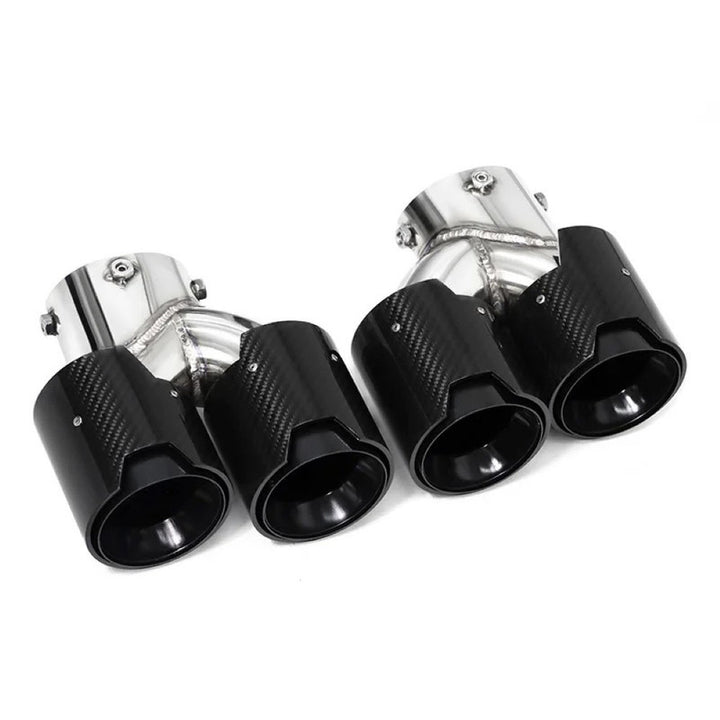 Car Craft Compatible With Bmw 1 2 3 4 5 6 7 Z4 X1 X2 X3 X4 X5 X6 X7 Dual M Exhaust Muffler Tip Exhaust System Nozzle Tailpipe Carbon Fiber And Black Inlet 63mm,outlet 93mm,length 250mm - CAR CRAFT INDIA