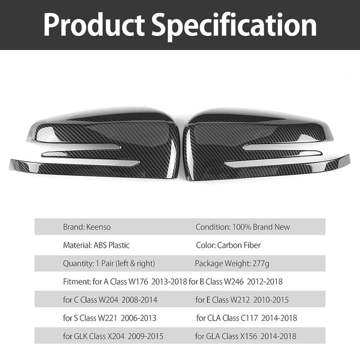 Car Craft Compatible With Mercedes A Class W176 B Class W246 13-18 C Class W204 08-14 E Class W212 10-15 S Class W221 10-14 Cla W117 Gla W156 14-18 Side Rear View Mirror Cover Glossy Black Zst-167gb - CAR CRAFT INDIA
