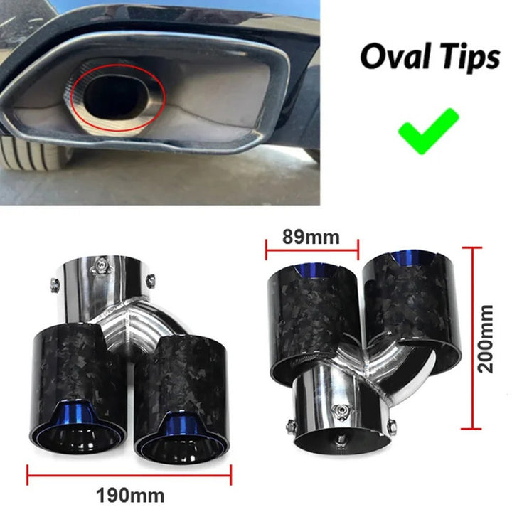 Car Craft Compatible With Bmw 1 2 3 4 5 6 7 Z4 X1 X2 X3 X4 X5 X6 X7 Dual M Exhaust Muffler Tip Exhaust System Nozzle Tailpipe Carbon Fiber And Black Inlet 63mm,outlet 93mm,length 250mm - CAR CRAFT INDIA