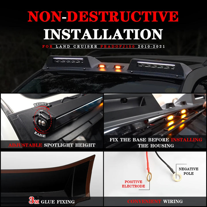 Top Light Luggage Rack Off-Road Adventure Lamp for TOYOTA LAND CRUISER PRADO 2010-2022 FJ150 Roof Led Light Bar