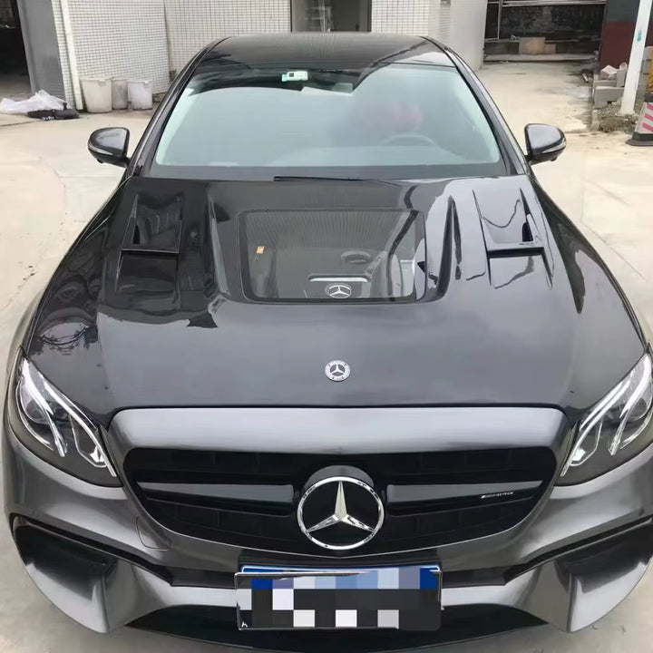 W213 E200 E300 E43 Clear Glass Carbon Fiber Hood for E-Class W213 2017-2020