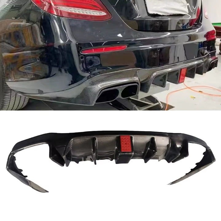 For Mercedes-Benz E W213 2016-2019 Brabus Style Carbon Fiber Rear Lip Rear Diffuser Bumper Lip