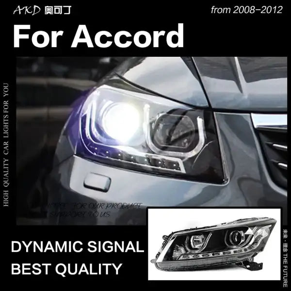 Accord LED Headlight 2008-2012 LED DRL Hid Head Lamp Angel Eye Bi Xenon