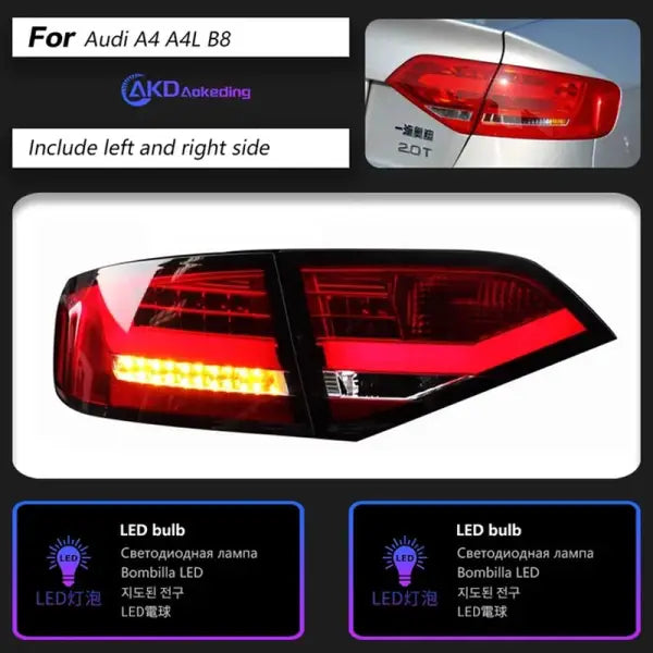 Audi A4 B8 LED Tail Light 2009-2012 A4L Rear Fog Brake Turn Signal Reverese Rear Lamp Automotive
