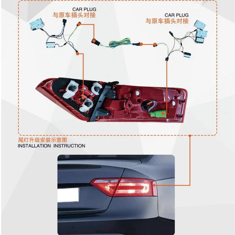 Audi A5 Tail Lamp 2008-2016 A5 Tail Light LED DRL Dynamic Signal Reverese Rear Lamp Automotive