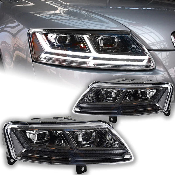 Audi A6 Headlights 2005-2011 A6 C5 C6 LED Headlight Dynamic Signal Animation DRL Bi Xenon