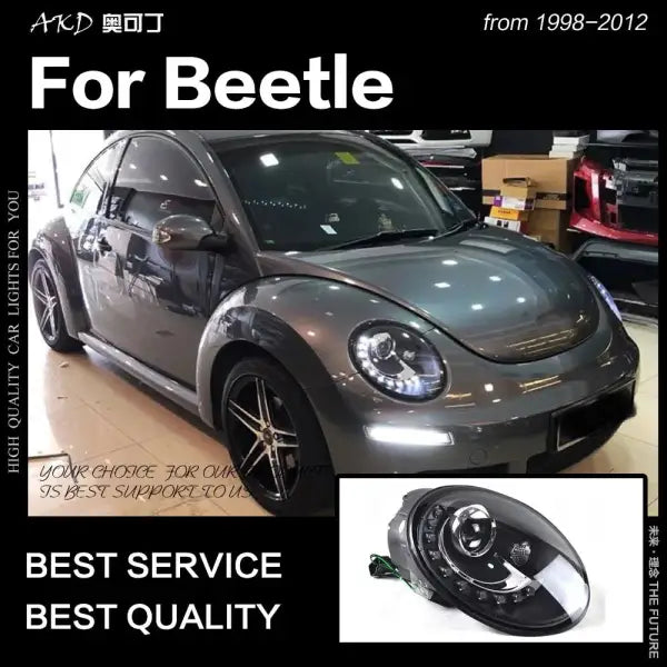 VW Beetle Headlights 1998-2012 Beetle LED Headlight DRL Hid Head Lamp Brand Sonar Bi Xenon Beam