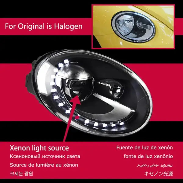 VW Beetle Headlights 2013-2017 Beetle LED Headlight DRL Hid Head Lamp Bi Xenon Beam Automotive