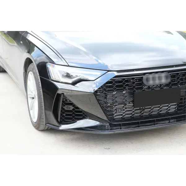 Car Bumpers for 2019-2021 AUDI A6 Upgrade RS6 Body Kit Front Bumper Diffuser with Exhaust Pipe