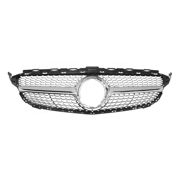 Car Craft Front Bumper Grill Compatible With Mercedes Benz C Class W205 2019-2022 Front Bumper Grill W205 Grill Diamond Silver Lci - CAR CRAFT INDIA