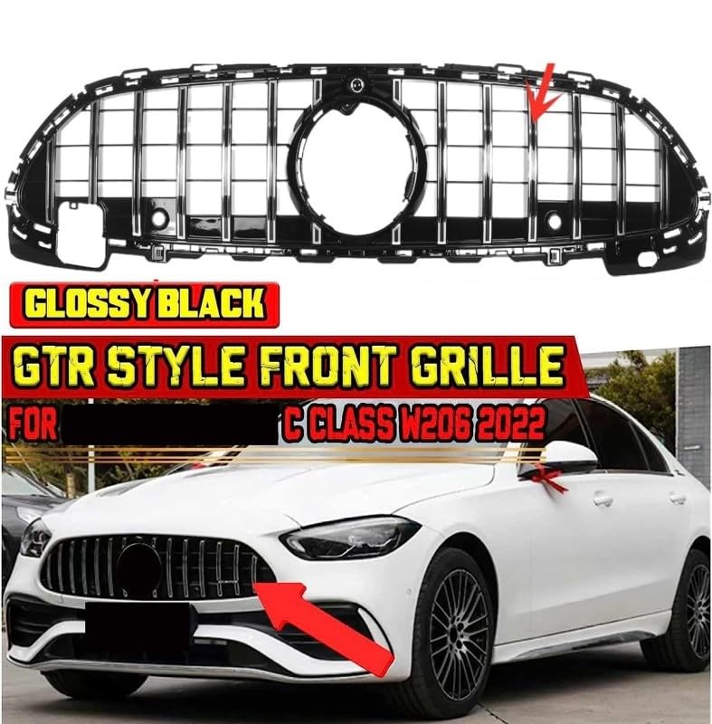Car Craft Front Bumper Grill Compatible With Mercedes Benz C Class W206 2022+ Front Bumper Grill W206 Grill Gtr Silver - CAR CRAFT INDIA