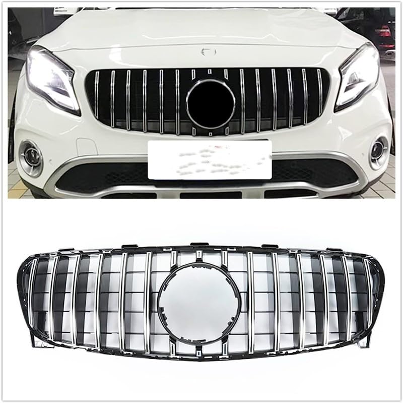 Car Craft Front Bumper Grill Compatible With Mercedes Gla W156 X156 2014-2016 Front Bumper Panamericana Grill W156 Grill Gtr Silver - CAR CRAFT INDIA