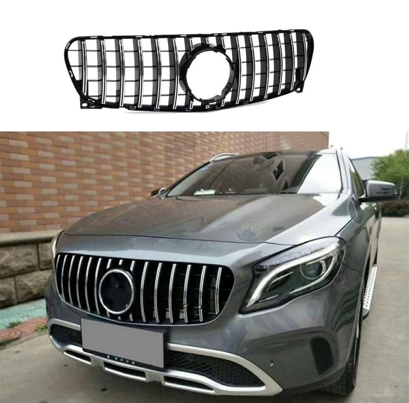 Car Craft Front Bumper Grill Compatible With Mercedes Gla W156 X156 2014-2016 Front Bumper Panamericana Grill W156 Grill Gtr Silver - CAR CRAFT INDIA