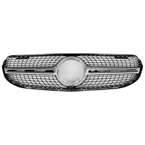 Car Craft Front Bumper Grill Compatible With Mercedes Glc W253 X256 2020-2023 Front Bumper Panamericana Grill W253 Grill Dynamic Diamond Silver Lci - CAR CRAFT INDIA