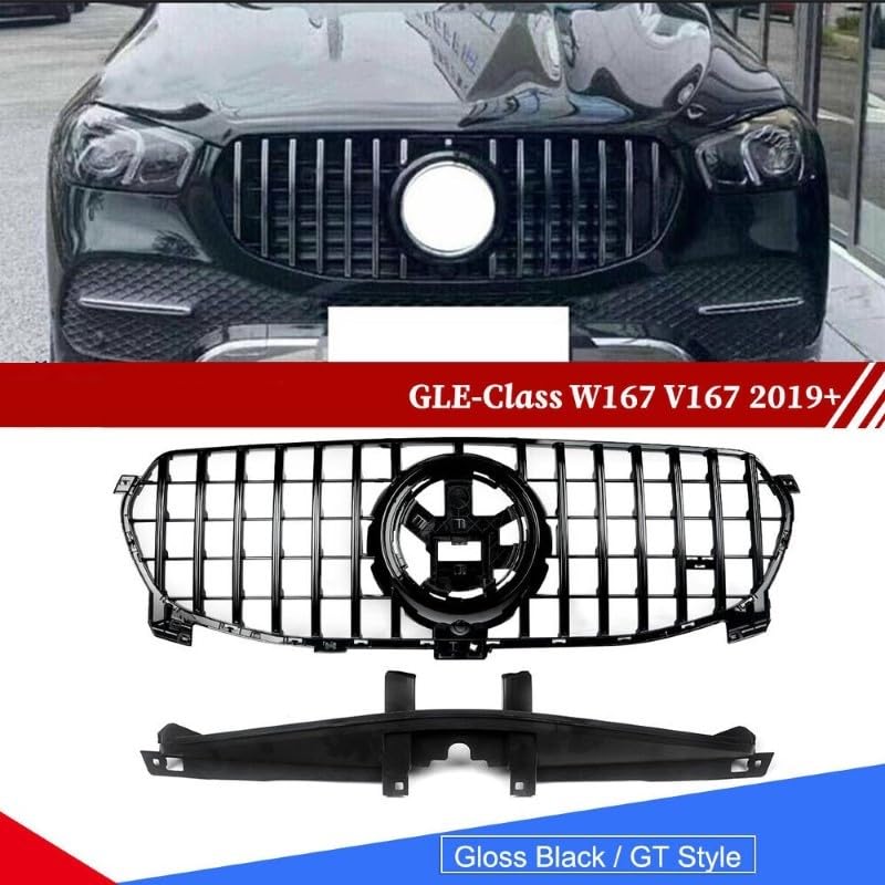 Car Craft Front Bumper Grill Compatible With Mercedes Gle W167 X167 2019-2023 Front Bumper Panamericana Grill W167 Grill Gtr Black Dynamic Gle - CAR CRAFT INDIA