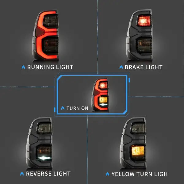 Car LED Tail Lights for Toyota Hilux 2015-2020 Plug and Play 12V Driving Lamps Daylight DRL Rear Lampsdrl Signal taillight LIGHT - CAR CRAFT INDIA