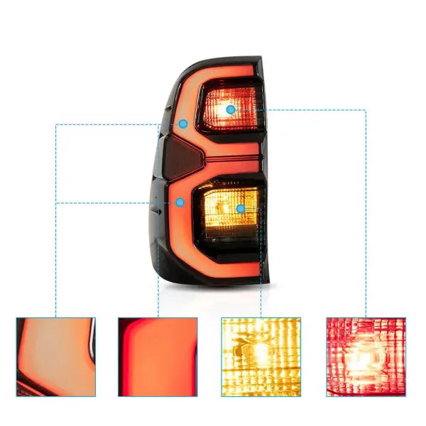 Car LED Tail Lights for Toyota Hilux 2015-2020 Plug and Play 12V Driving Lamps Daylight DRL Rear Lampsdrl Signal taillight LIGHT - CAR CRAFT INDIA