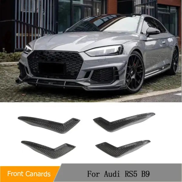 Car Front Body Kits Splitters Canards for Audi A5 S5 Sline RS5 B9 2018-2020 Realcarbon Fiber Car Front Canards Fins