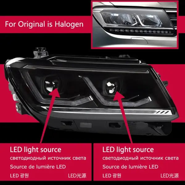Car Lights for VW Tiguan LED Headlight Projector Lens 2017-2020 Dynamic Signal DRL Head Lamp Automotive