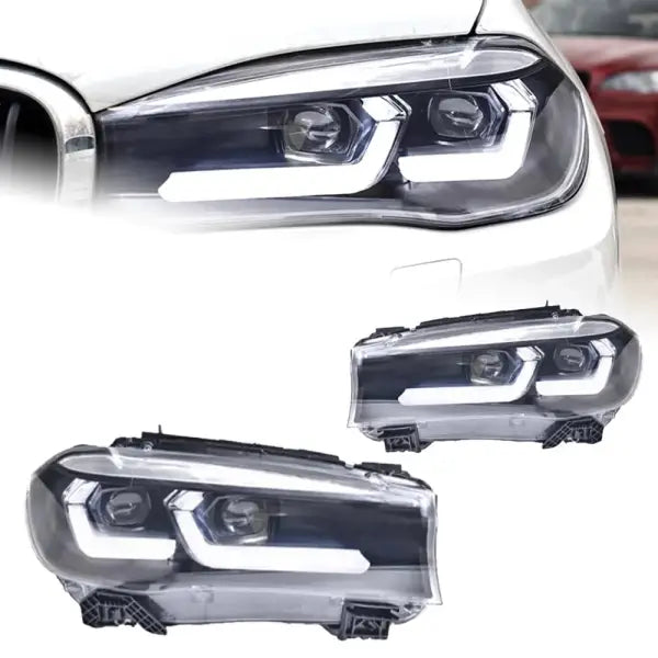 Car Styling Head Lamp for BMW X5 F15 Headlights 2014-2018 X6 Angel Eye Headlight LED DRL Signal Lamp Automotive