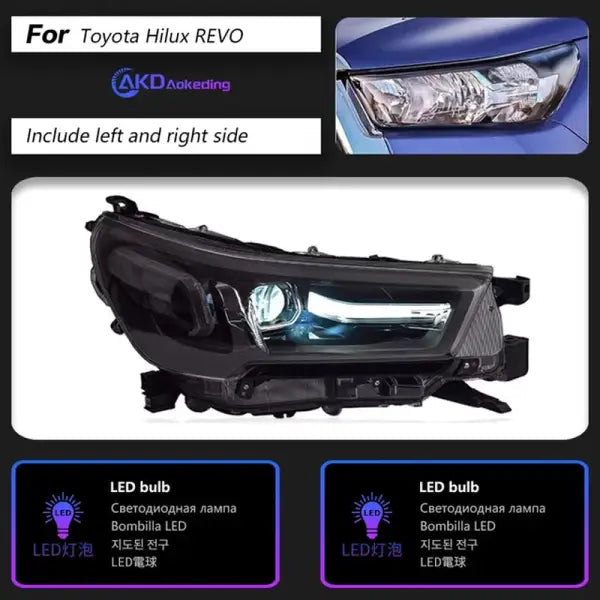 Car Styling Head Lamp for HILUX REVO ROCCO LED Headlight 2021-2024 Headlights HILUX DRL Turn Signal High