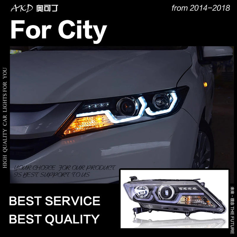 Car Styling Head Lamp for City Headlights 2014-2017 New Led Headlight Brand Eagle Eye LED DRL Hid Bi Xenon