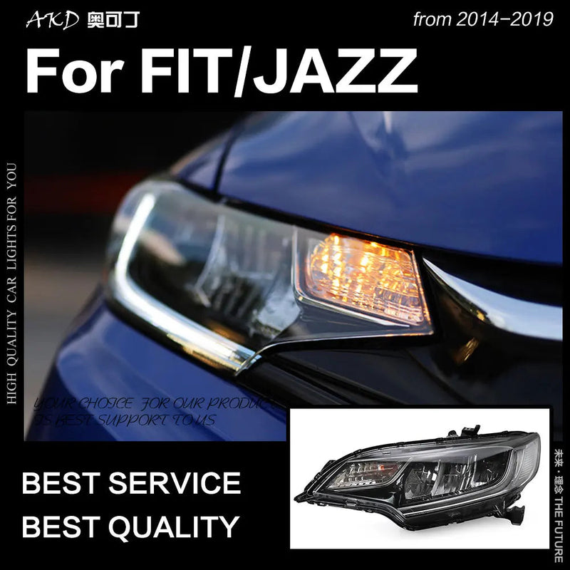 Car Styling Head Lamp for Honda Fit Headlights 2014-2019 Jazz LED Headlight DRL Angel Eye Hid Bi Xenon