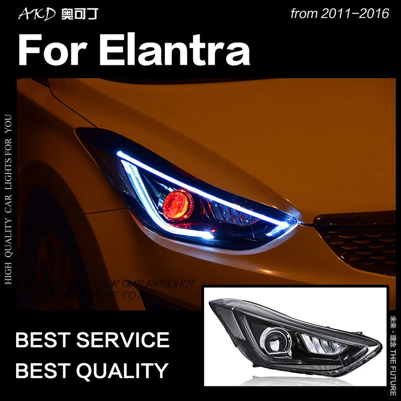 Car Styling Head Lamp for Hyundai Elantra LED Headlight 2011-2016 LED High Beam LED Signal DRL Hid Bi Xenon