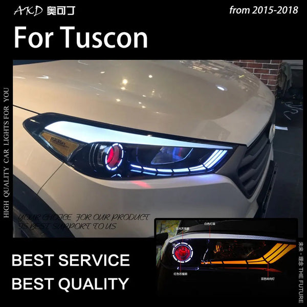 Car Styling Head Lamp for Hyundai Tucson Headlights 2015-2018 New Tucson LED Headlight DRL Hid Bi Xenon