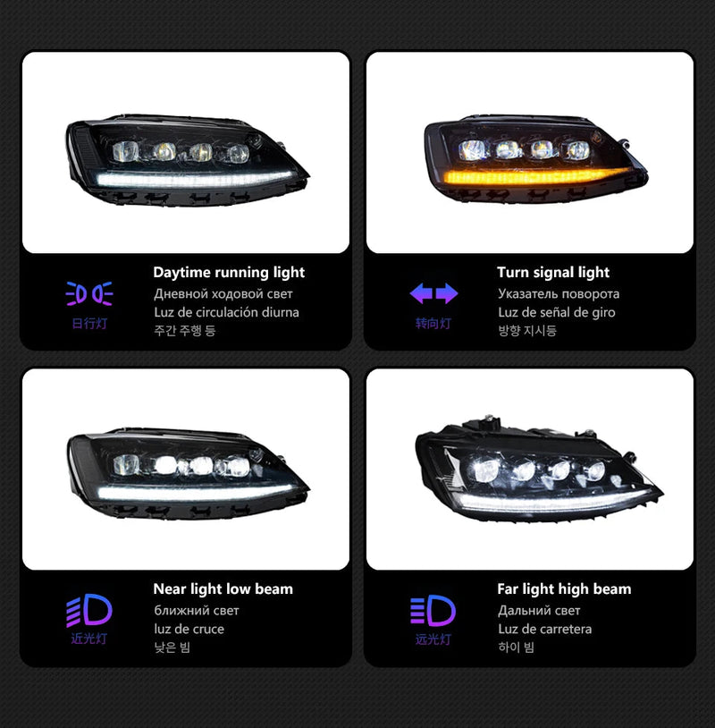 Car Styling Head Lamp for VW Jetta Mk6 LED Headlight 2011-2018 R8 Design Headlights Drl Hid Bi Xenon