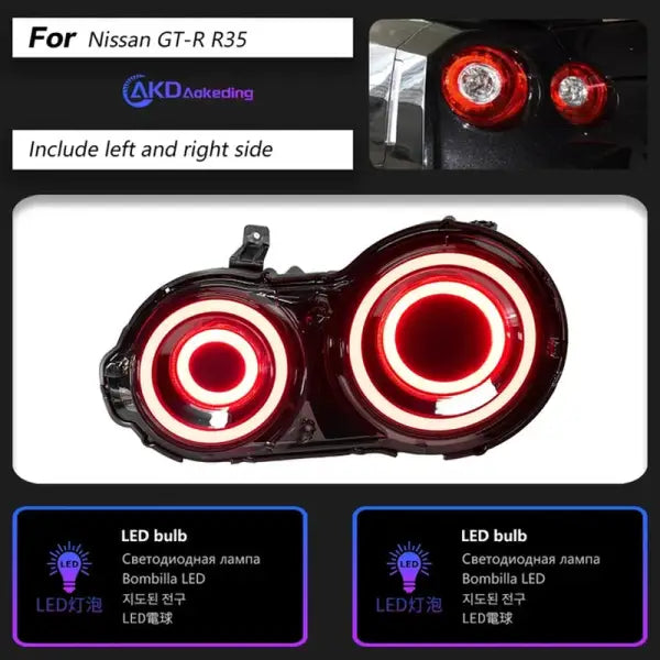 Car Styling for Nissan GT-R R35 LED Tail Light 2009-2017 GTR R35 Valenti Rear Fog Brake Turn Signal Auto Accessories