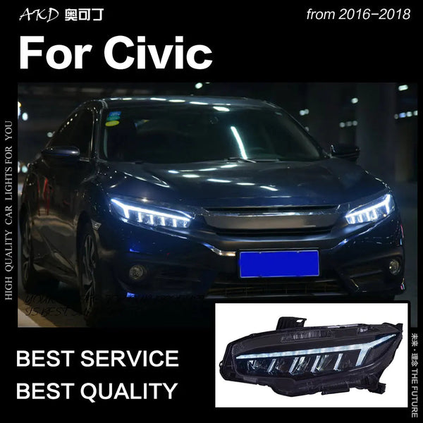 Civic Headlights 2016-2018 All LED Headlight DRL Dynamic Signal Hid Head Lamp Bi Xenon Beam