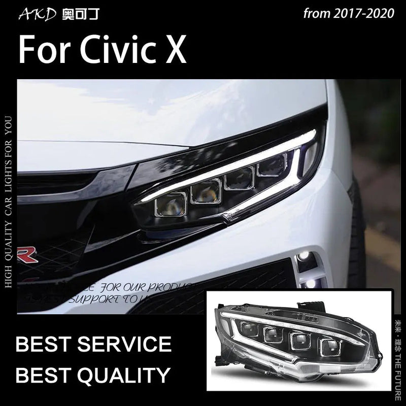 Civic X Headlights 2017-2020 New Civic LED Headlight Sedan Hatchback LED Projector DRL Head Lamp
