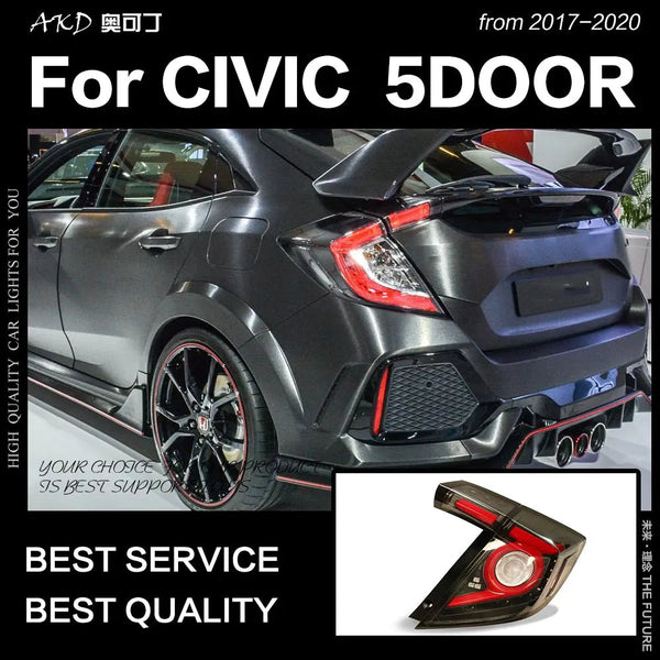 Civic X Tail Lights 2016-2019 New Civic Type R LED Tail Light Hatchback 5 Door Rear Lamp DRL Dynamic Signal