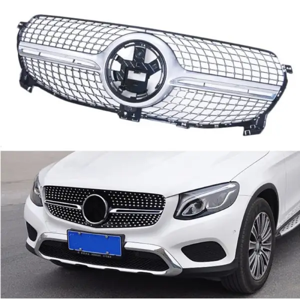 Car Craft Front Bumper Grill Compatible With Mercedes Gle W167 X167 2019-2023 Front Bumper Panamericana Grill W167 Grill Diamond Silver Dynamic Gle - CAR CRAFT INDIA
