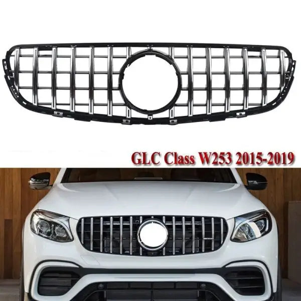 Car Craft Front Bumper Grill Compatible With Mercedes Glc W253 X256 2015-2019 Front Bumper Panamericana Grill W253 Grill Gtr Silver - CAR CRAFT INDIA