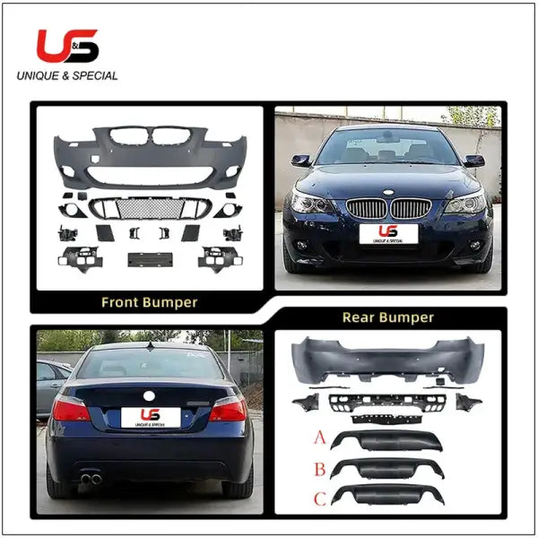 The Factory E60 Body Kit for BMW E60 Modified M-Tech Upgrade MT Front and Rear Bars Side Skirt Assembly 5 Series 2004-2010