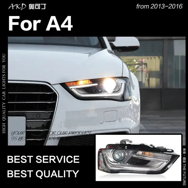 A4 Headlights 2013-2016 A4L RS4 Sedan Headlight DRL Hid Head Lamp Angel Eye Bi Xenon Beam