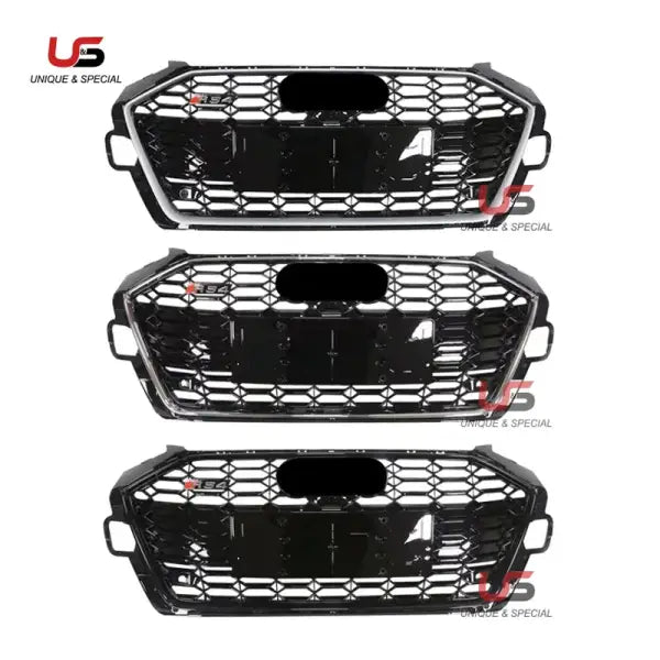 High Quality Auto Front Grille for Audi A4 S4 Upgrade to 2020-2021 RS4 Silver Gloss Black Frame Bumper Grille ABS Material