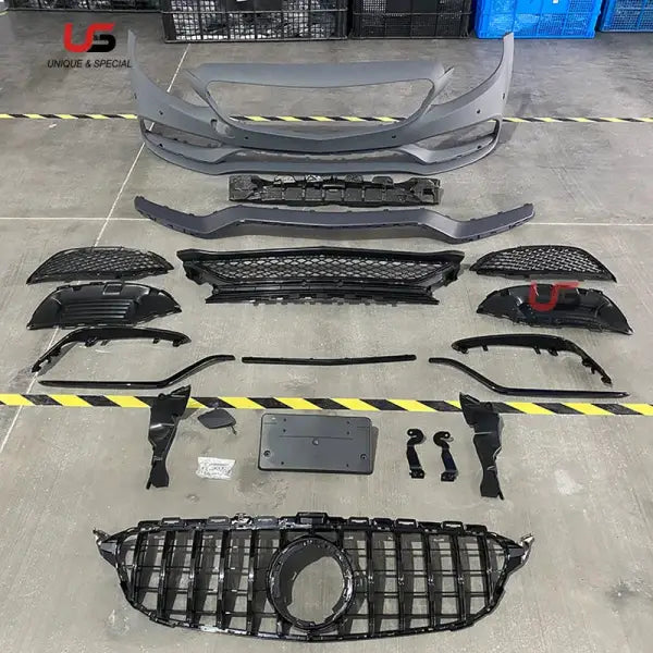 High Quality C63 Auto Parts Body Kit for Mercedes Benz W205 Modified to 2016 C63 AMG Style Bumper with Grille