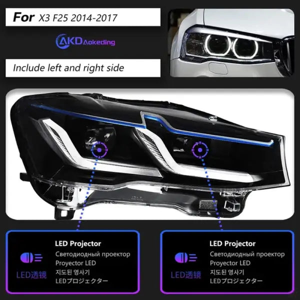 Car Lights for BMW X3 F25 LED Headlight Projector Lens 2010-2016 X4 F26 Head Lamp Front DRL Signal Automotive