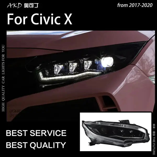 Car Lights for Honda Civic Headlights 2017-2020 LED Headlight Projector Lens Dynamic Signal DRL Head Lamp Beam