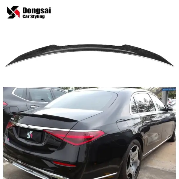 For Mercedes Benz S Class W223 X Style Dry Carbon Fiber Rear Trunk Lip Tail Wing Boot Spoiler Ducktail 2021+