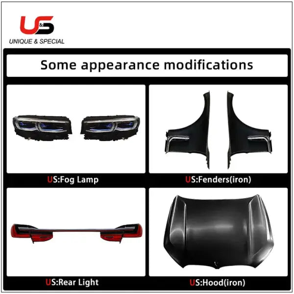 New Product PP 7 Series G11 G12 Upgrade into G12 M760 Style Bodykit with Front Rear Bumper Hood Side Skirt Headlamp Tail Lights